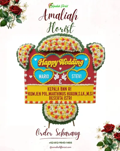 Karangan Papan Bunga Pernikahan di Caruban